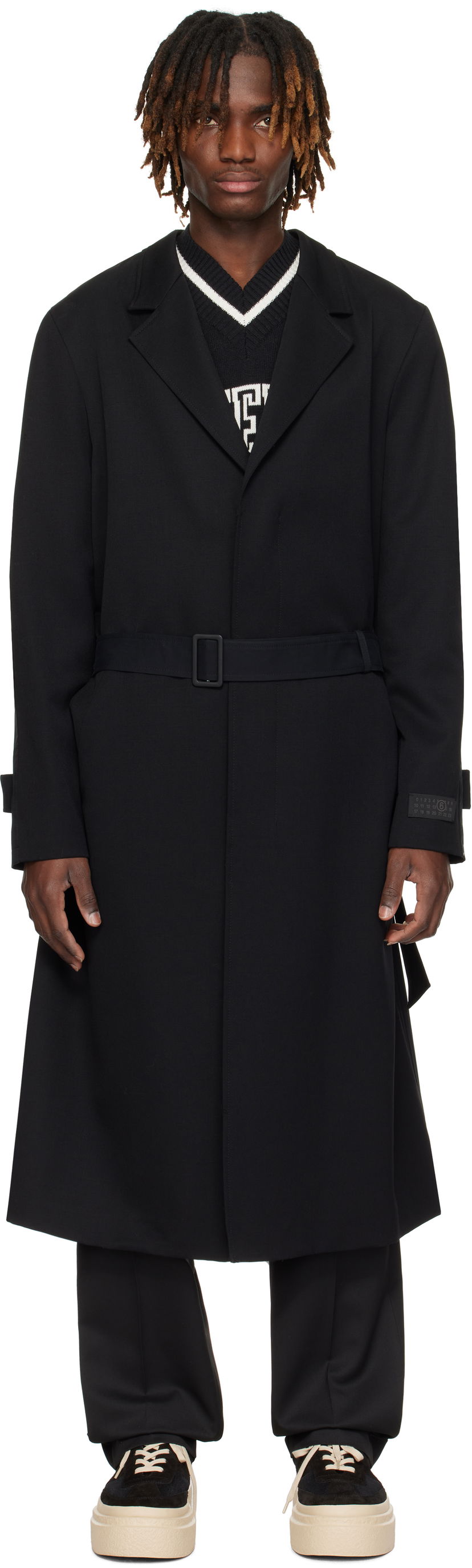 Takit Maison Margiela MM6 Maison Margiela Wool & Cotton Gabardine Trench Coat Musta | SH0AA0009 MTN039
