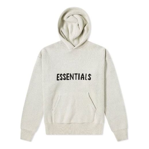 Villapaita Fear of God Essentials Knit Logo Hoodie Beige | FOG-FW21-101