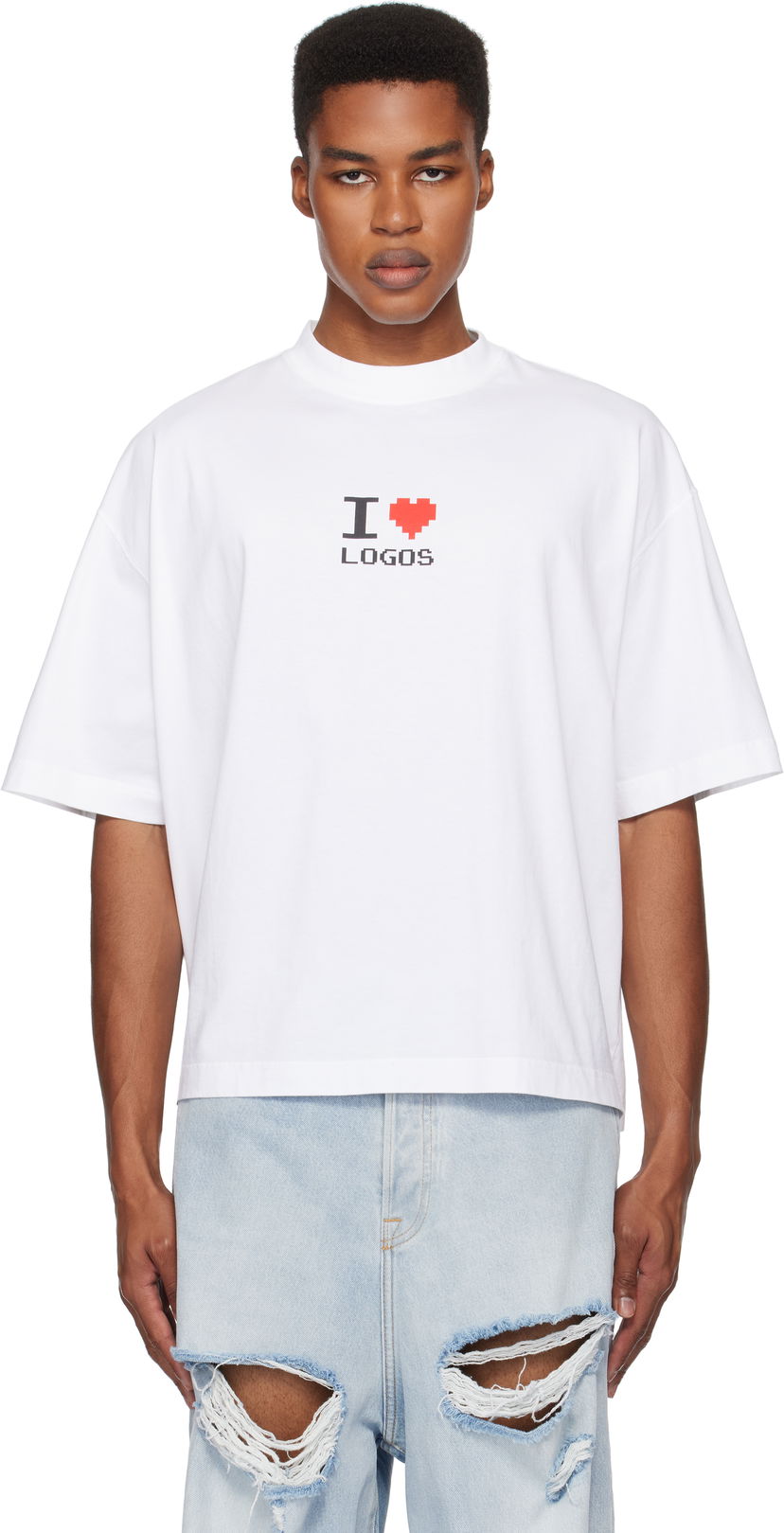 T-paita VETEMENTS 'I Love Logos' Cropped Boxy T-Shirt Valkoinen | UA66TR695W