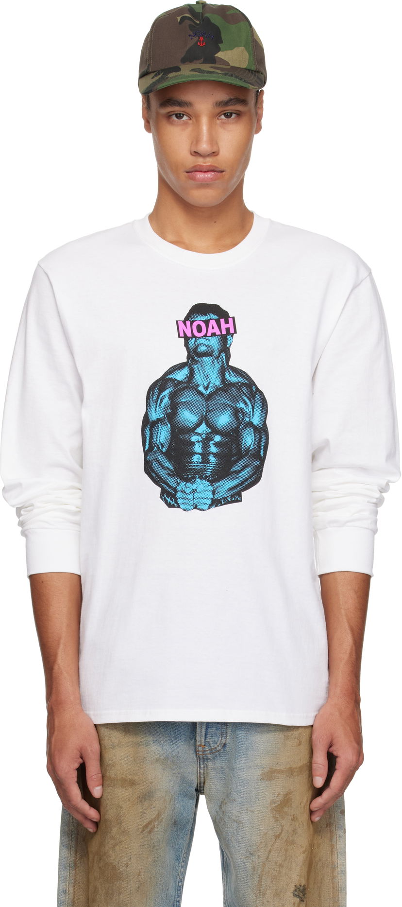 T-paita Noah Noah 'The Pain Cave' Graphic Long Sleeve T-Shirt Valkoinen | T256SS25WHT