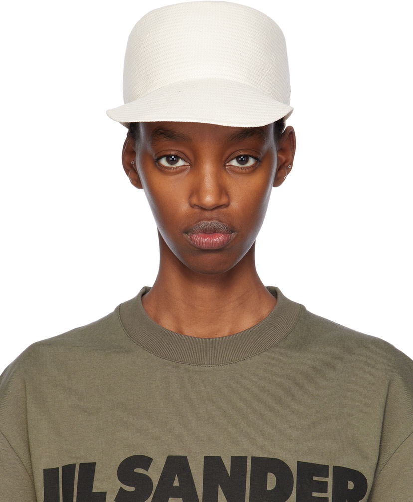 Korkki Jil Sander Paper Herringbone Twill Cap Valkoinen | J40TC0118_J11241