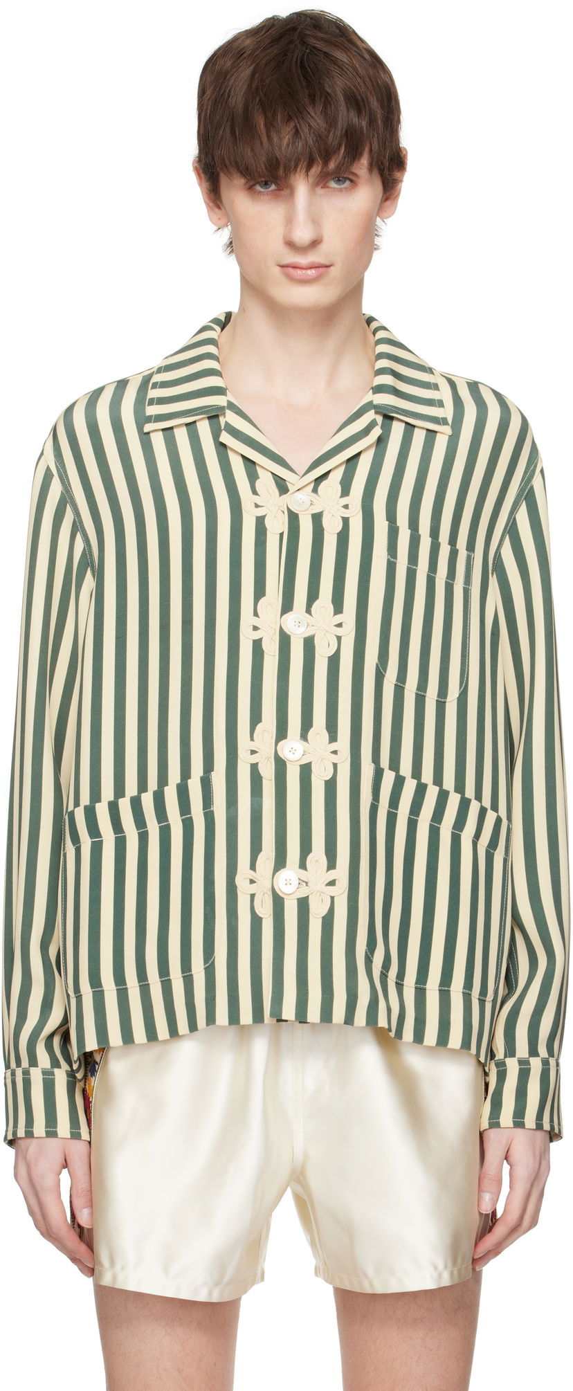 Paita Bode Bode Soda Stripe Trillium Shirt Vihreä | MRS25SH014