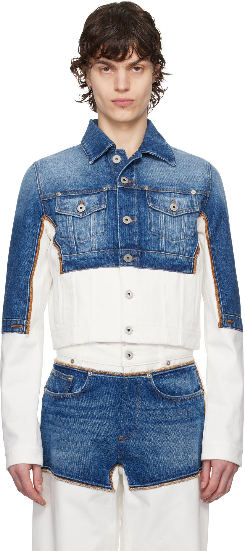 Takki Jean Paul Gaultier Jean Paul Gaultier 'The Petit Grand' Cropped Denim Jacket Sininen | 25/33-F-VE090-D018-0357
