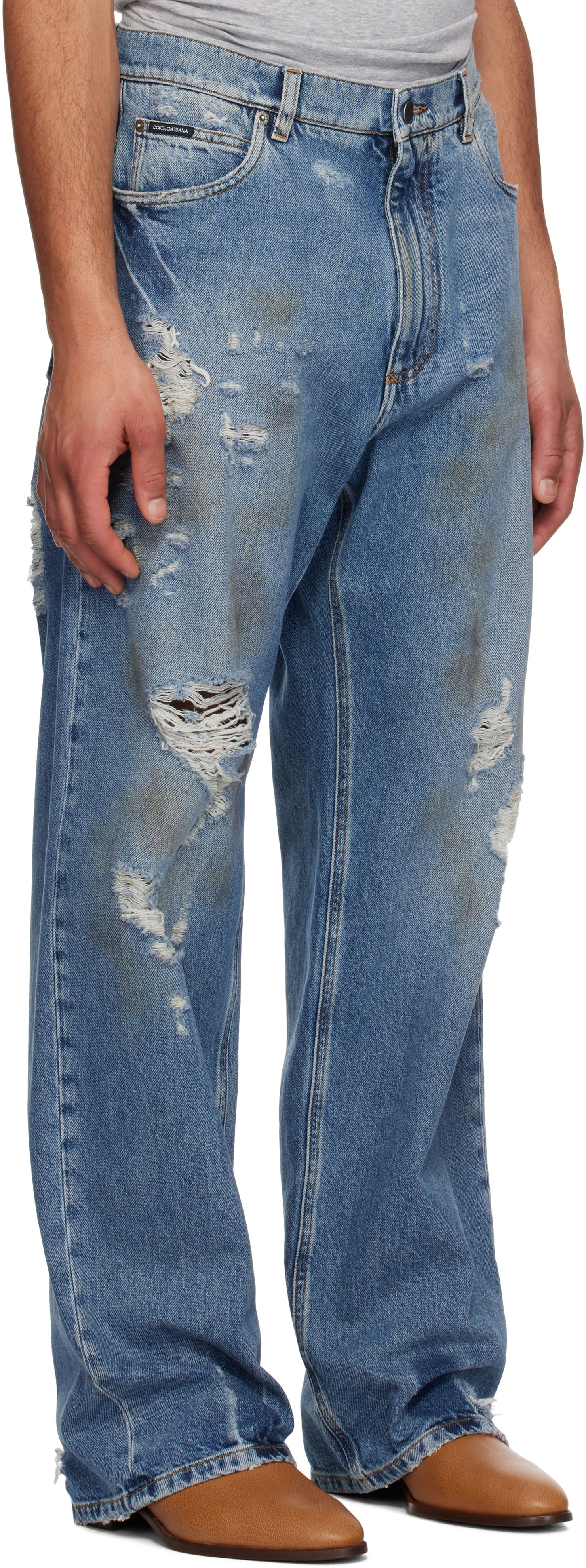 Jeans Dolce & Gabbana Dolce&Gabbana Oversized Distressed Tag Jeans Sininen | GWVNXDG8MT7, 1