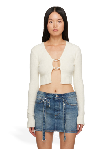 Villapaita HERON PRESTON Lanyard Clasp Cardigan Valkoinen | HWHB008F23KNI0010400