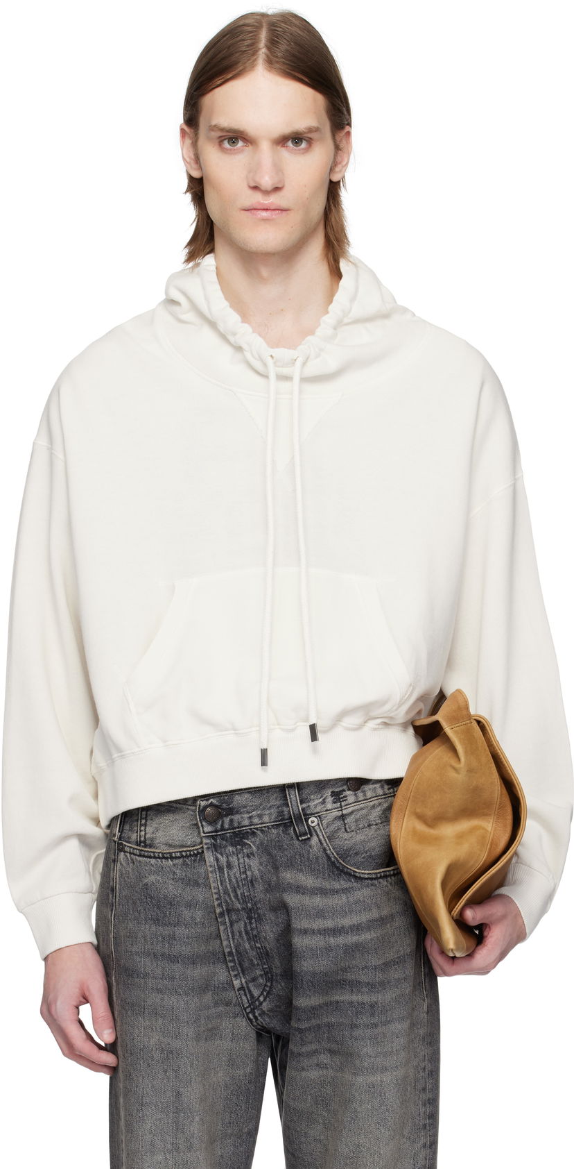 Huppari R13 R13 Funnel Neck Cropped Popover Sweatshirt Valkoinen | R13MK255-K001B