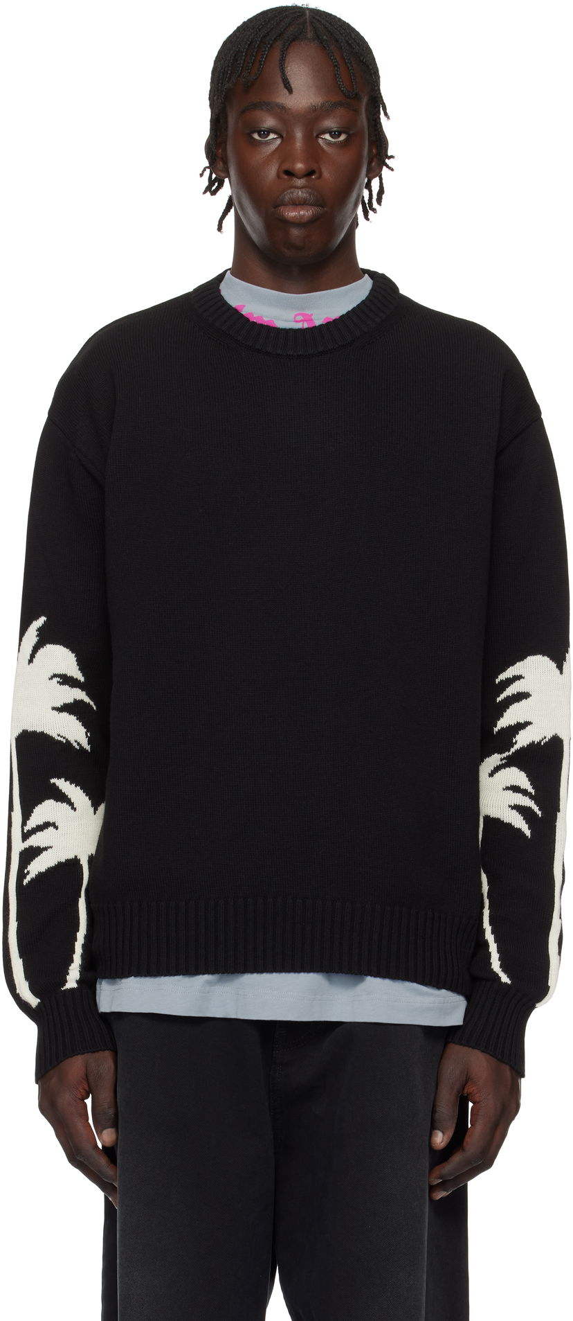 Villapaita Palm Angels Palms Knit Sweater Musta | PMHE081S25KNI0011003