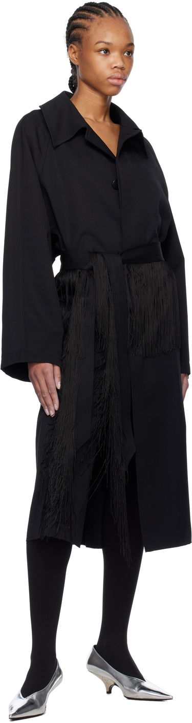 Takit Maison Margiela MM6 Maison Margiela Wool Gabardine Trench Coat with Fringed Belt Musta | S52AH0079 S78542, 3