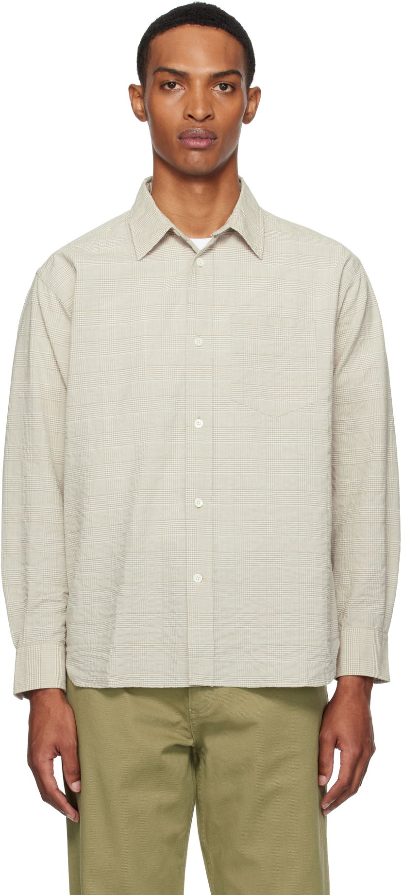 Paita NORSE PROJECTS Norse Projects Mo Oversized Check Shirt Beige | N40-0820