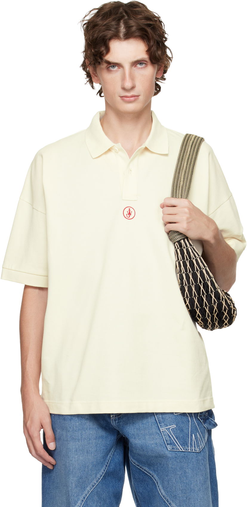 Poolopaita JW Anderson JW Anderson Anchor Embroidery Polo Beige | JO0281-PG1479