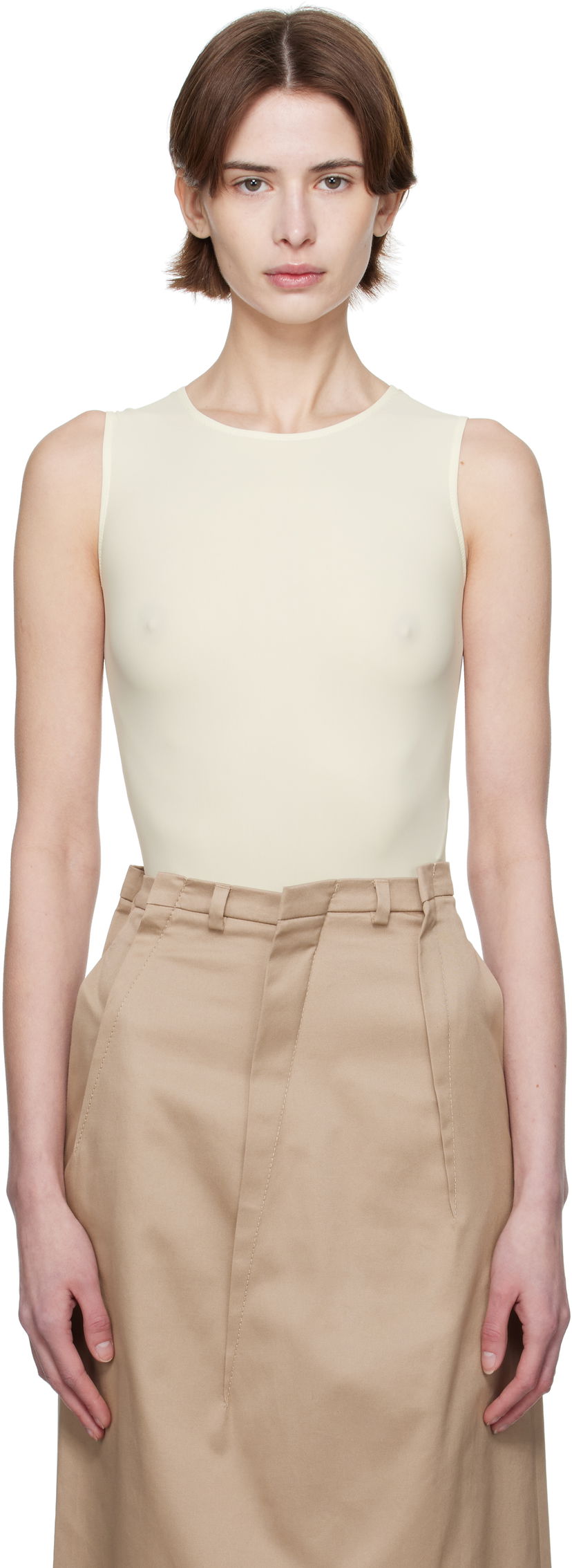 Tankkitoppi Maison Margiela MM6 Maison Margiela Lycra Jersey Sleeveless Bodysuit Keltainen | S62NA0078 S20518
