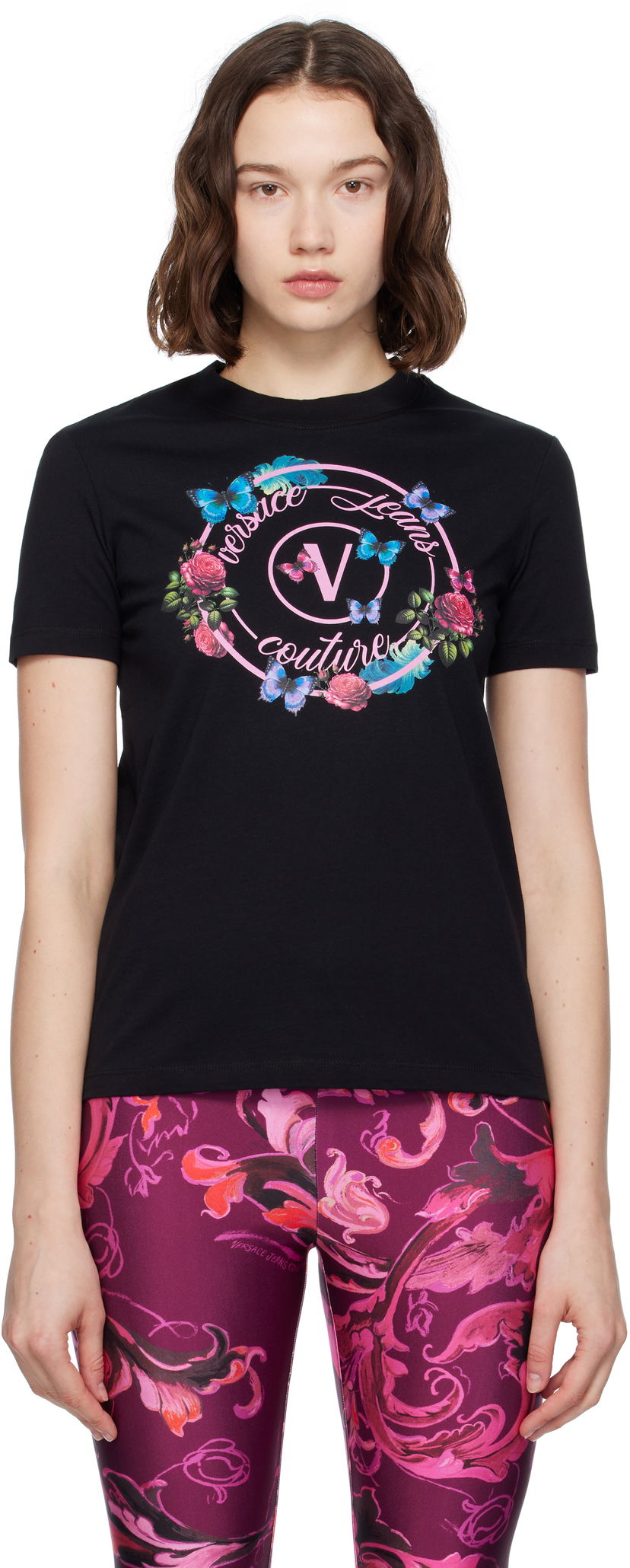 T-paita Versace Versace Jeans Couture Cotton Jersey Graphic T-Shirt Musta | E79HAHP01_ECJ01P