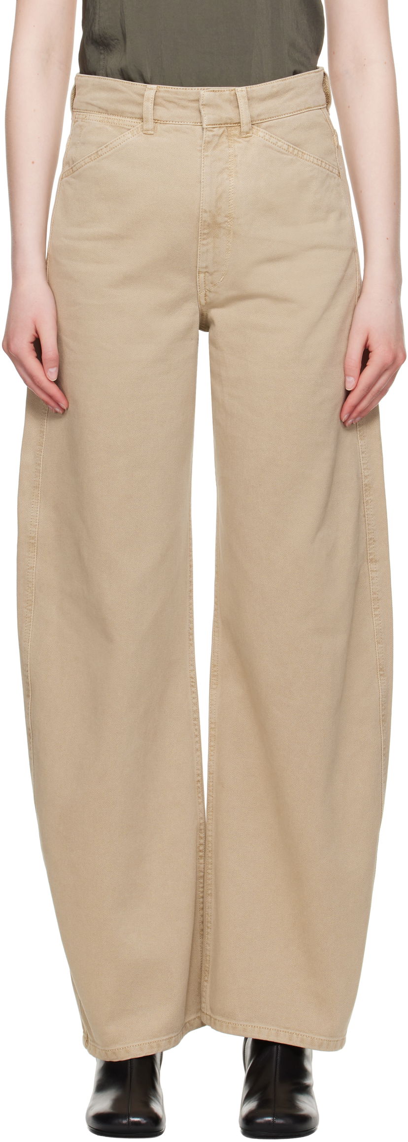 Jeans LEMAIRE Lemaire High-Waisted Curved Jeans Beige | PA1052 LD1042