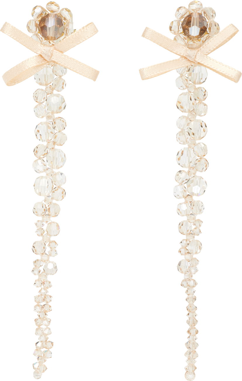 Korvakorut Simone Rocha Simone Rocha Petite Bow Drip Faceted Crystal Bead Earrings Beige | ERG547 0903