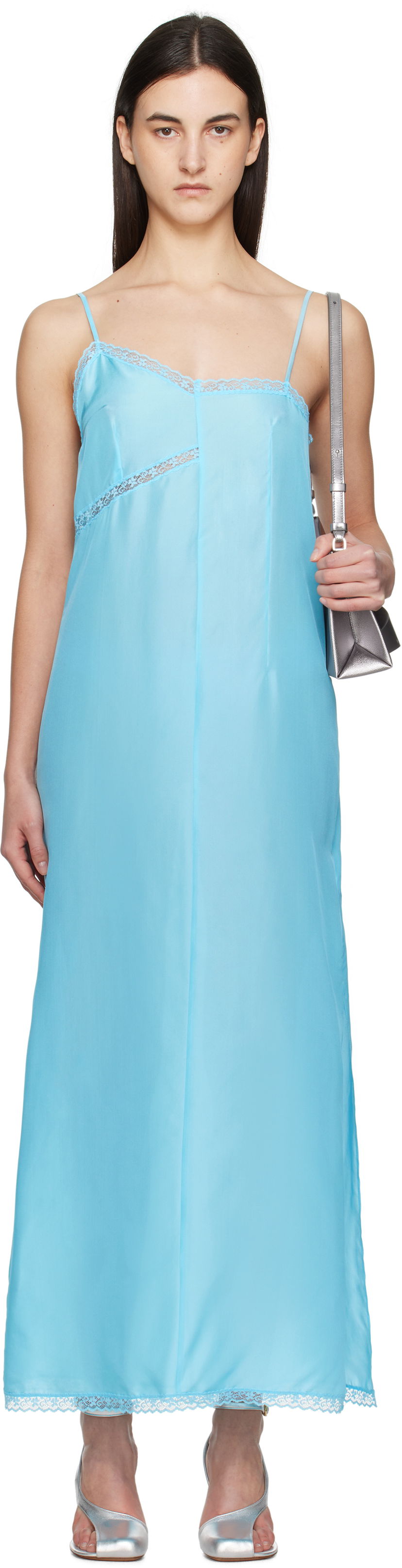 Mekko Maison Margiela MM6 Maison Margiela Lace Camisole Maxi Dress Sininen | S52CT0785 M35244
