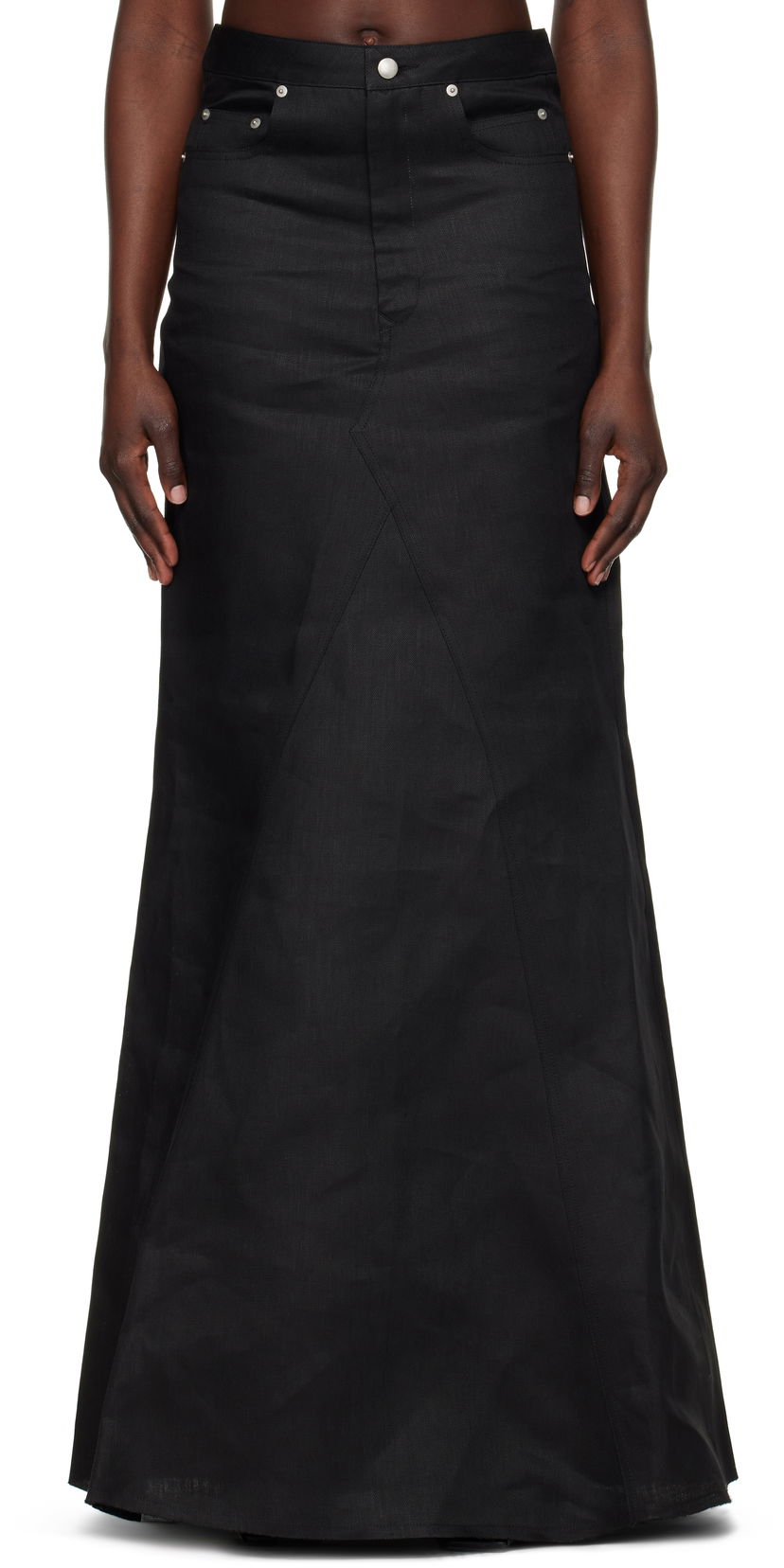 Hame Rick Owens Rick Owens Hollywood Godet Maxi Skirt Musta | RP01E7369 TWL