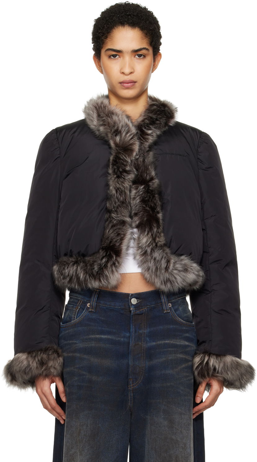 Puffer takki Alexander Wang Alexander Wang Fur Trim Down Jacket Musta | 1WC4242573