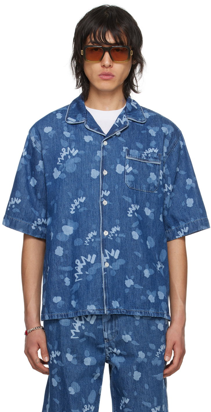 Paita Marni Bowling Denim Shirt Tummansininen | CUJU0017I1 USCW08