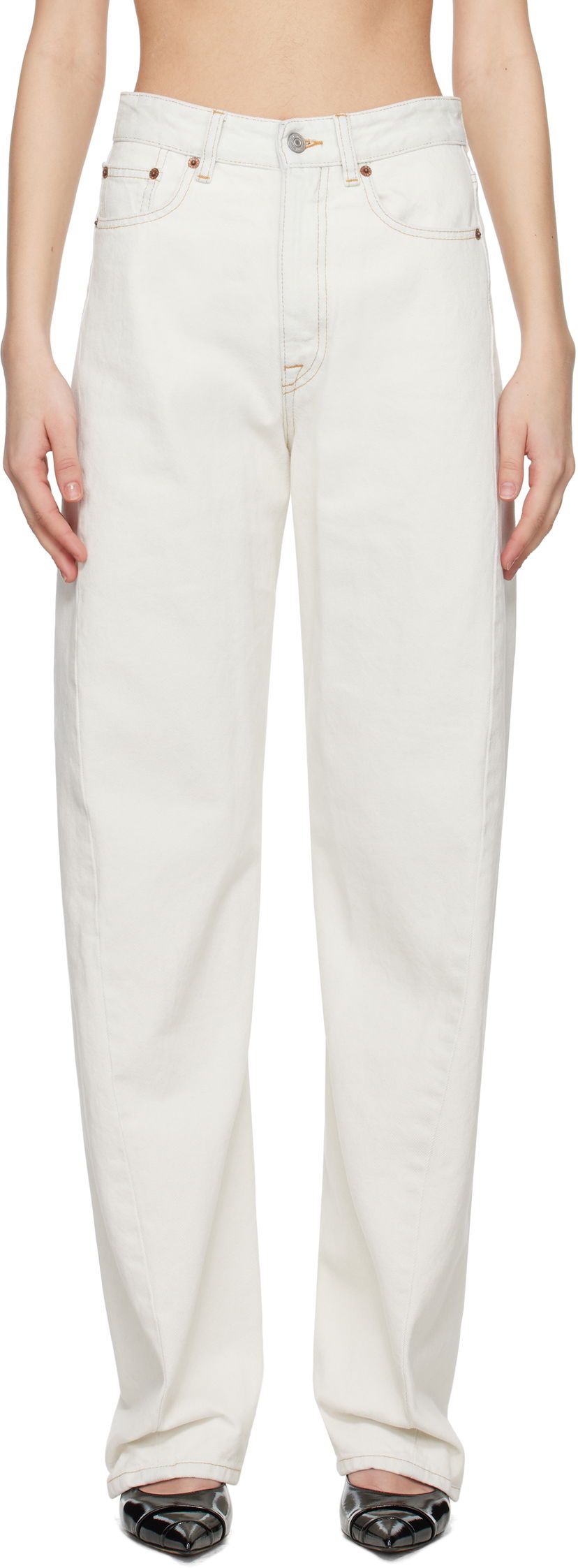 Jeans Maison Margiela MM6 Maison Margiela Contrast Stitch Jeans Valkoinen | S62LB0184 M30018