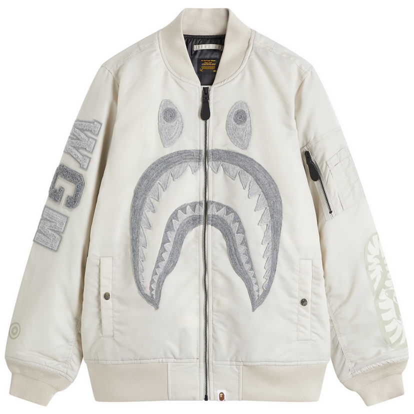 Bomber-takki BAPE Shark Nylon Bomber Jacket Harmaa | 001HJK802005L-GRA