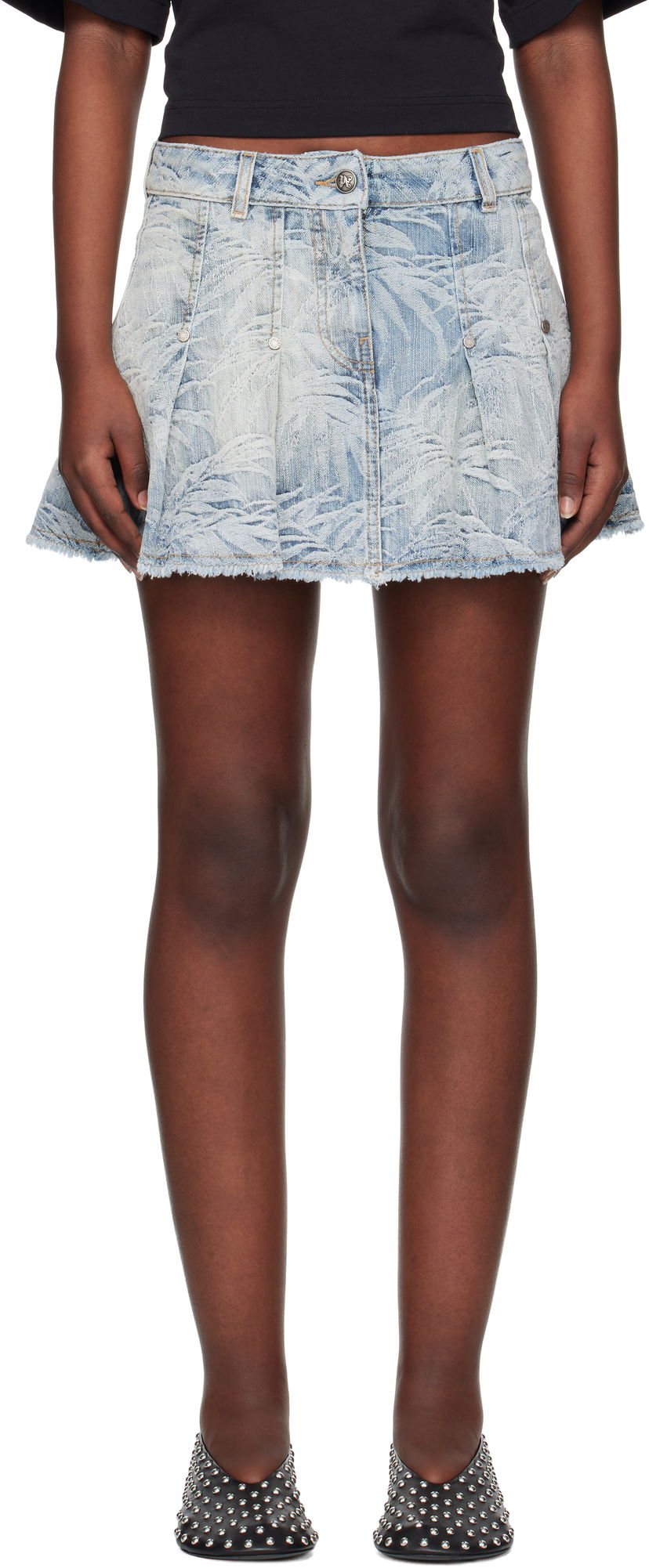 Hame Palm Angels Palm Angels Palms Jacquard Denim Miniskirt Sininen | PWYF019S25DEN0014440