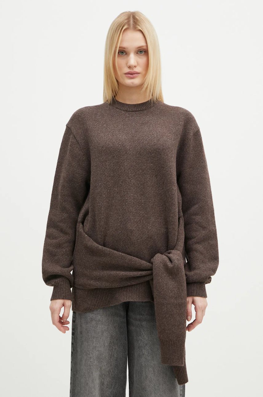 Villapaita JW Anderson JW Anderson Draped Tie Front Jumper Ruskea | KW1263.YN0384.958, 0