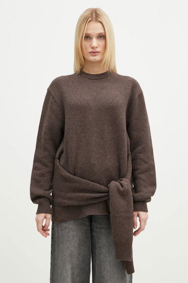 Villapaita JW Anderson JW Anderson Draped Tie Front Jumper Ruskea | KW1263.YN0384.958, 0