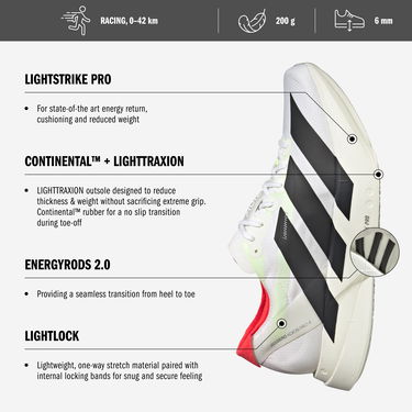 Tennarit ja kengät adidas Performance ADIZERO ADIOS PRO 4 Valkoinen | jr6366, 2