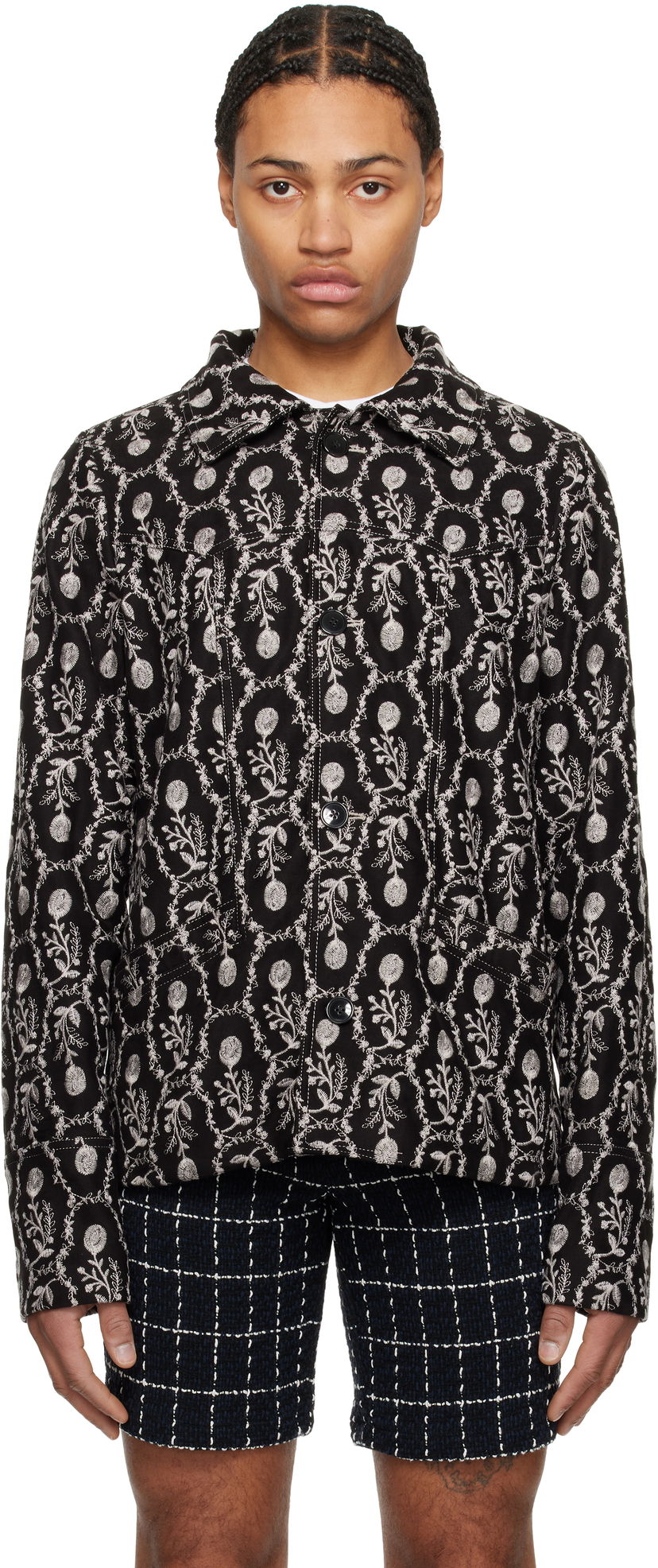 Takki Anna Sui Anna Sui Sleeping Beauty Embroidered Faux-Suede Jacket Musta | M1125A31