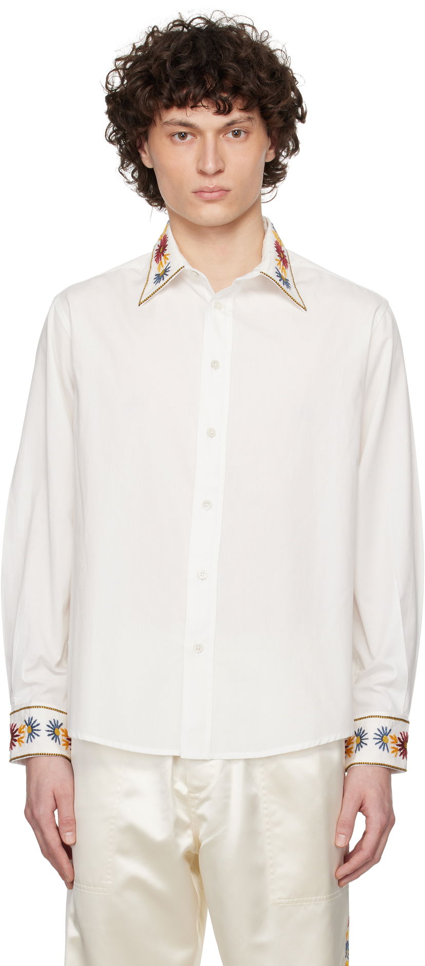 Paita Bode Bode Candyfloss Embroidered Shirt Valkoinen | MRS25SH003