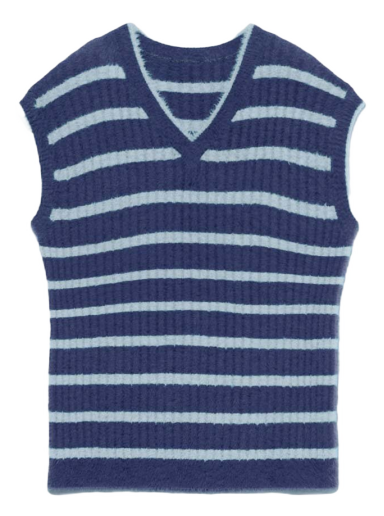 Liivi Jacquemus Le Gilet Neve Fluffy Striped Pullover Multi Tummansininen | 225KN069-2370 030