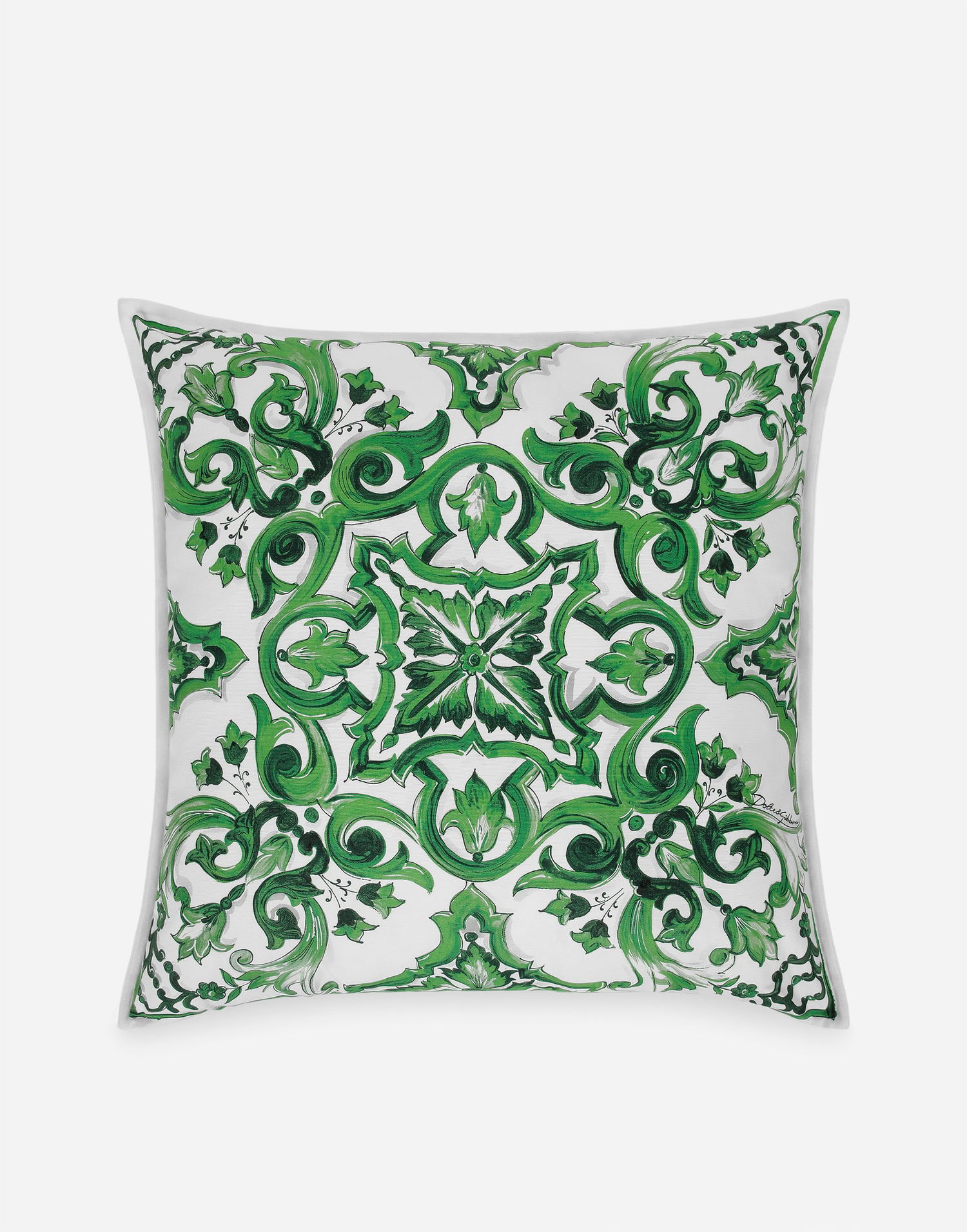 Kodin sisustus Dolce & Gabbana Dolce & Gabbana Canvas Cushion Medium with Mediterranean Tile Print Vihreä | TCE002TCAA2UV010, 0