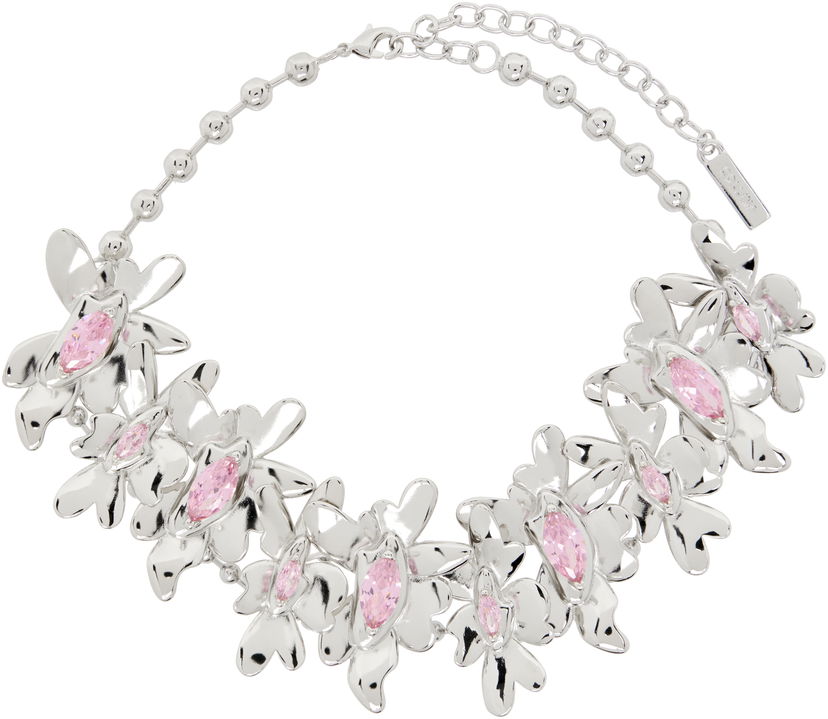 Kaulakoru Collina Strada Collina Strada Silver Tone Pink Daisy Necklace Metallinen | XX1089