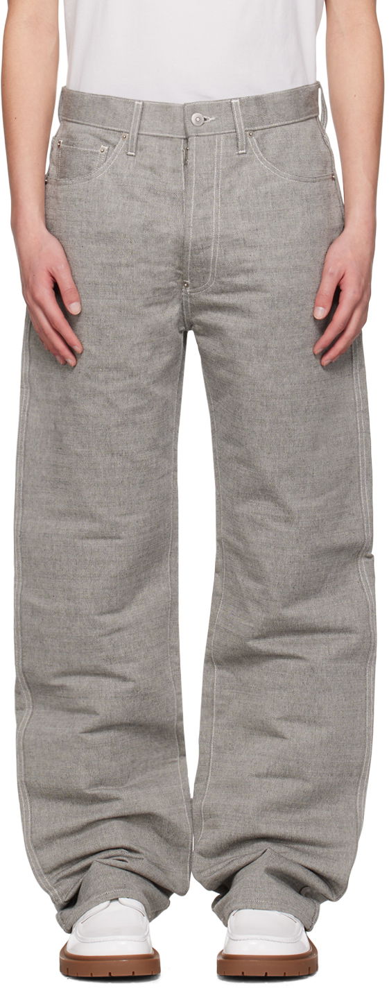 Jeans Maison Margiela Cinch Strap Cotton-Blend Trousers Harmaa | S67LA0039 M30006