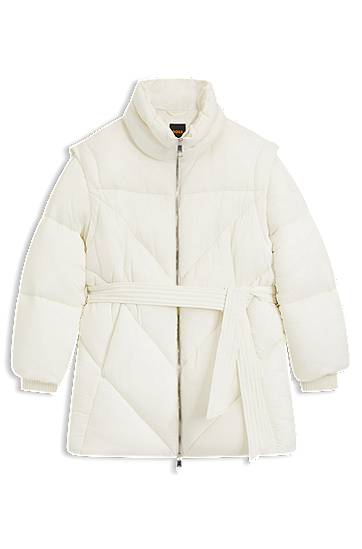 Puffer takki BOSS High-Neck Water-repellent Quilted Puffer Jacket with Belt Valkoinen | 50547306