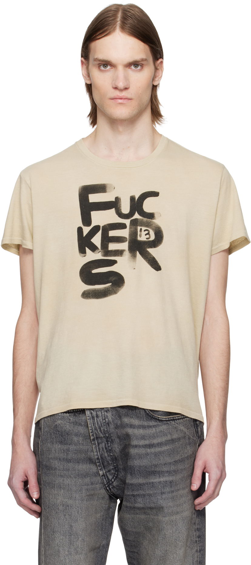 T-paita R13 R13 'Fuckers' Graphic T-Shirt Beige | R13WK001-121BO