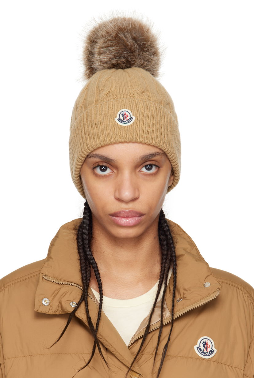 Puffer takki Moncler Moncler Wool & Cashmere Pom Pom Beanie Ruskea | K10933B00022M4281