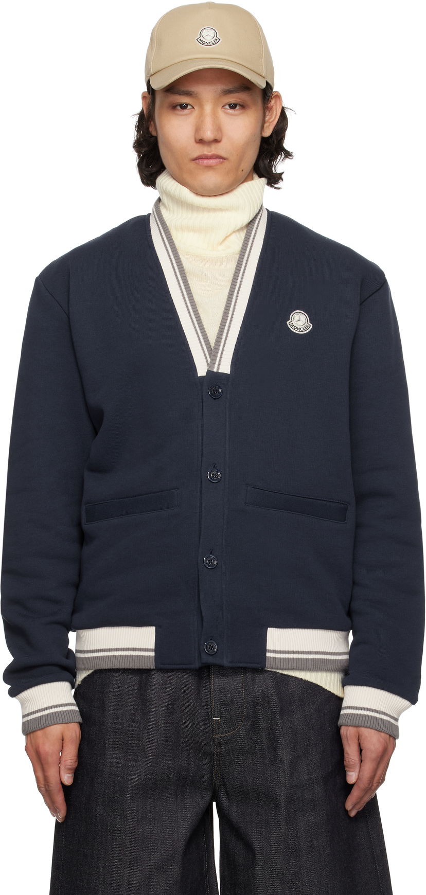 Villapaita Moncler Moncler Genius Mercedes-Benz by NIGO Sweatshirt Cardigan Tummansininen | K14018G0000589AWV