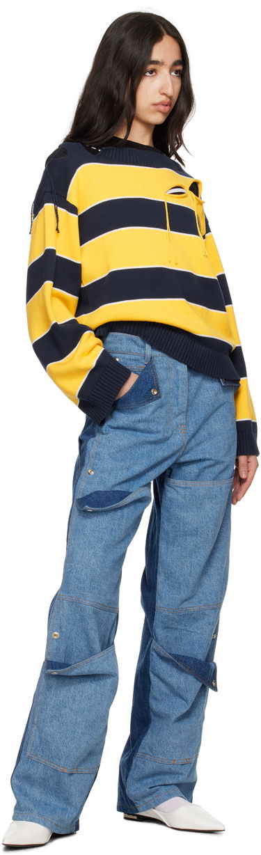 Villapaita Charles Jeffrey Loverboy Charles Jeffrey LOVERBOY Slash Stripe Knit Sweater Tummansininen | 54091302, 3