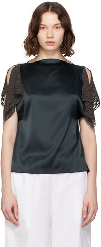 Baserange Olin Silk Blouse with Lace Sleeves