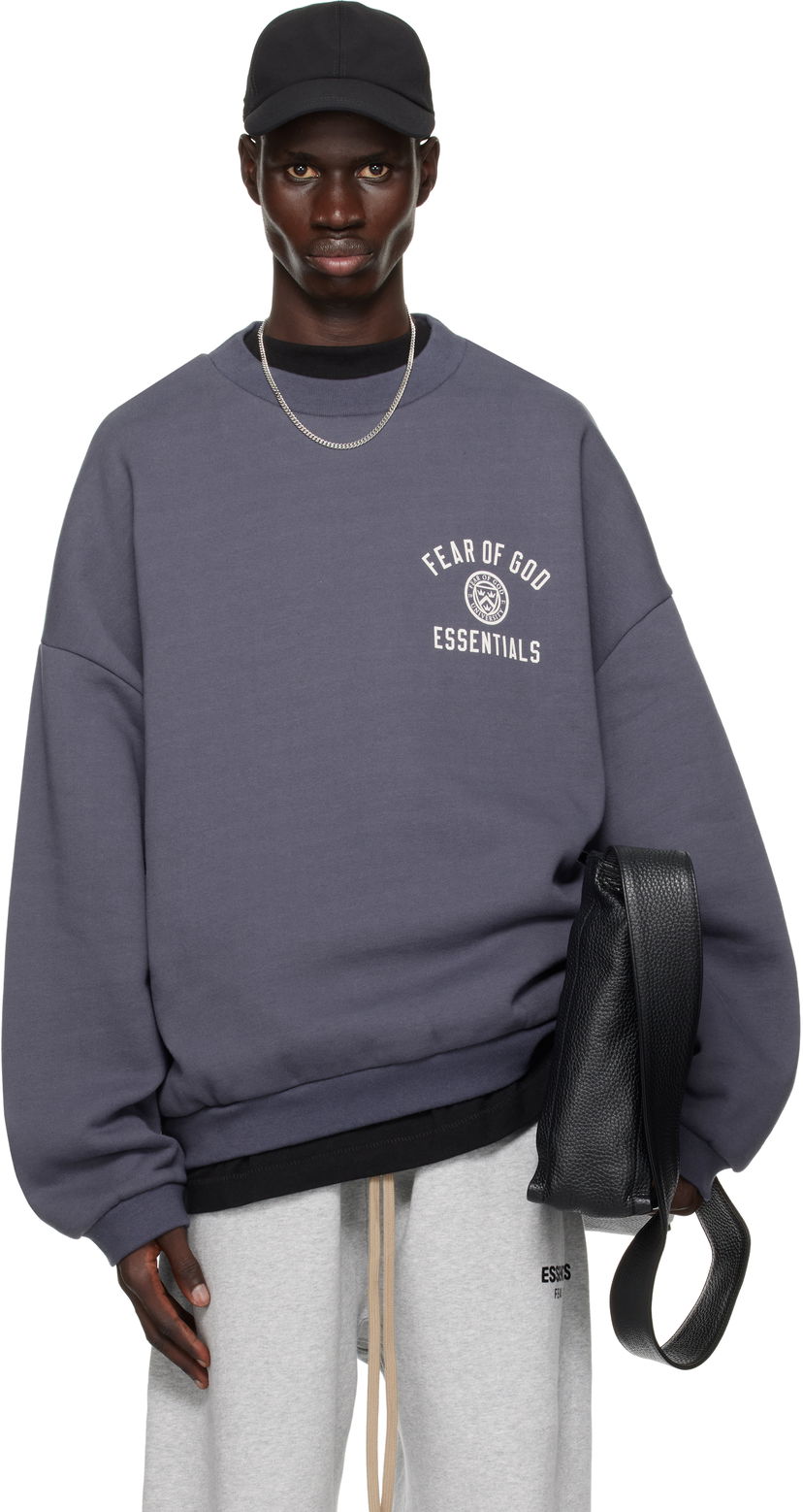 Huppari Fear of God Fear of God ESSENTIALS Fleece Crewneck Sweatshirt Tummansininen | 192HO246264F