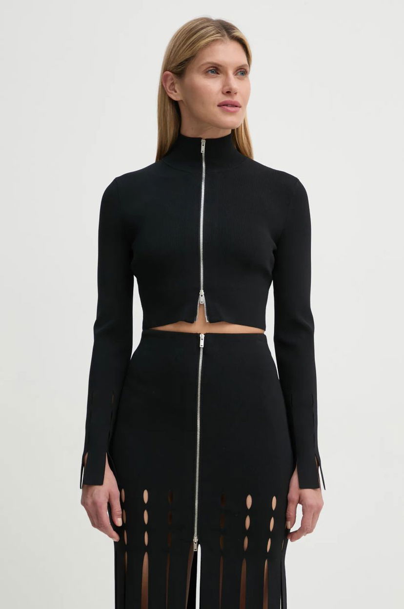 Hame Nanushka Black Zip-Up Knit Top and Skirt Set Musta | NW24FWSW46800