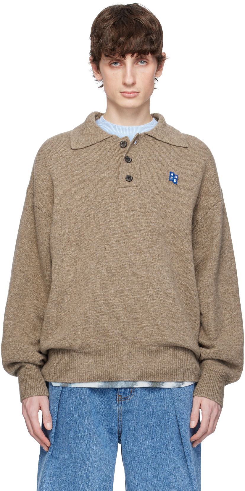 Villapaita ADER ERROR ADER error TRS Tag Knit Polo Ruskea | BO42FYKT0102BG