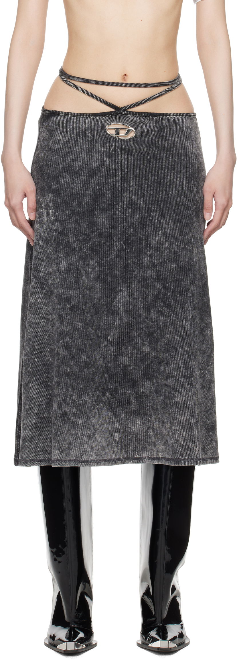 Hame Diesel O-Rossi Midi Skirt Musta | A14422 0KHAS O-ROSSI JUPE