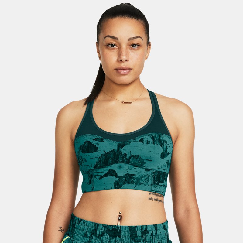 Rintaliivit Under Armour Project Rock Infinity Let's Go LL BH mit Print für Damen Coastal Teal / Schwarz Vihreä | 1384161-722