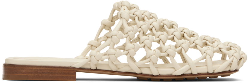 Tennarit ja kengät Bottega Veneta Bottega Veneta Supple Lambskin Flat Sandals Valkoinen | 827669 V3H60