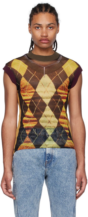 Tankkitoppi Y/PROJECT Jean Paul Gaultier Edition Argyle Mesh Tank Top Keltainen | YPJPGTS5-S24, 0