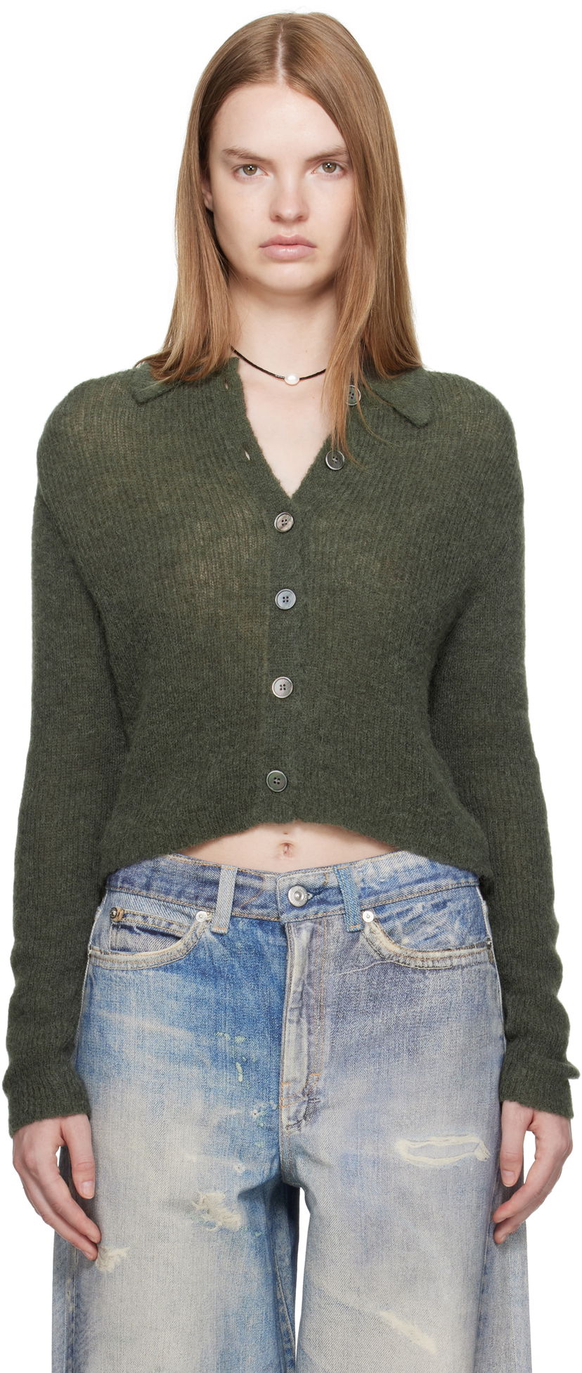 Villapaita OUR LEGACY Our Legacy Mazzy Polo Cardigan Vihreä | W4253MM