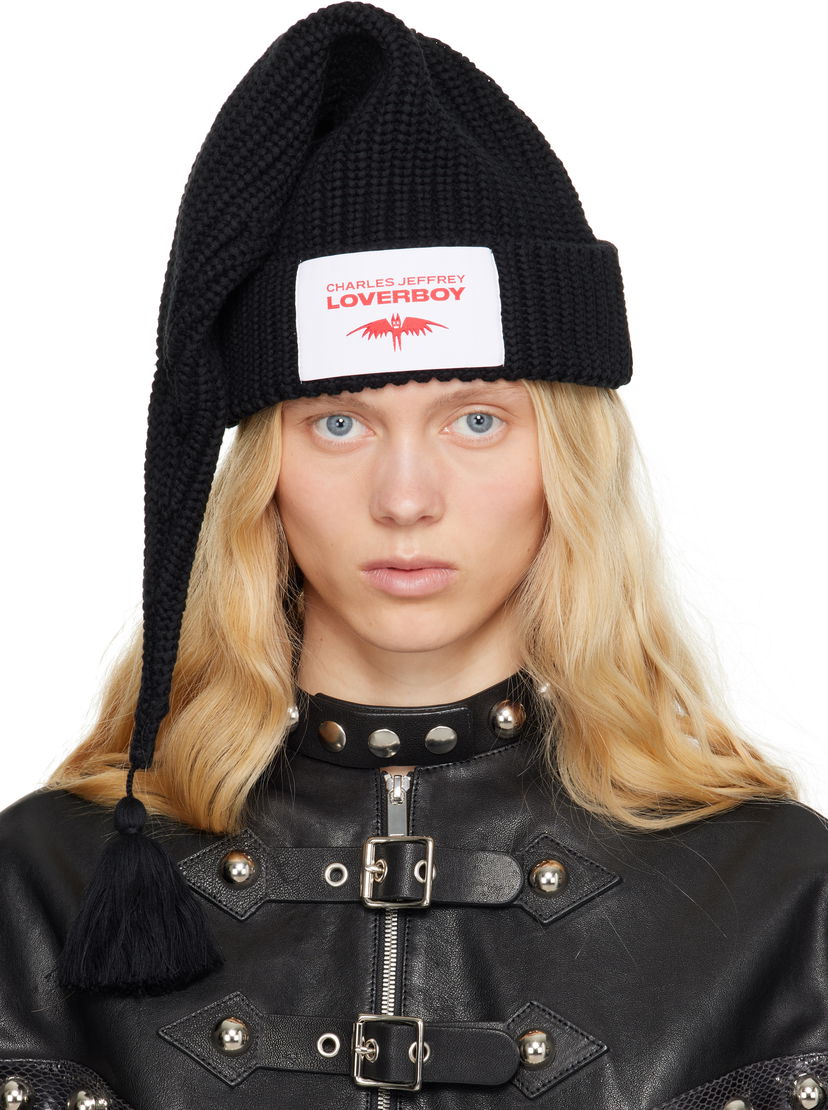 Pipo Charles Jeffrey Loverboy Charles Jeffrey LOVERBOY Sloppy Giuseppe Knit Beanie with Tassel Musta | 54131001