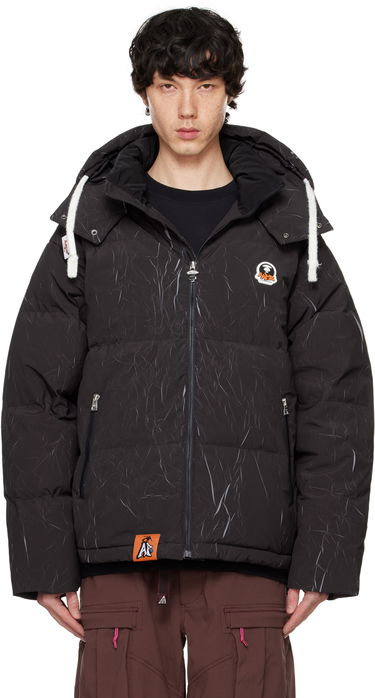 Puffer takki AAPE by A Bathing Ape AAPE by A Bathing Ape Moonface Logo Camo Hooded Down Jacket Musta | AAPDNM7665XXNBKX, 0